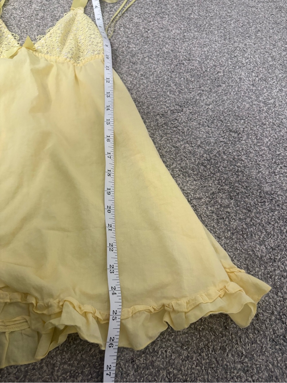 Y2K La Senza Yellow Cotton Lace-Trim Chemise Night Mini Dress Size Small - Picture 11 of 11